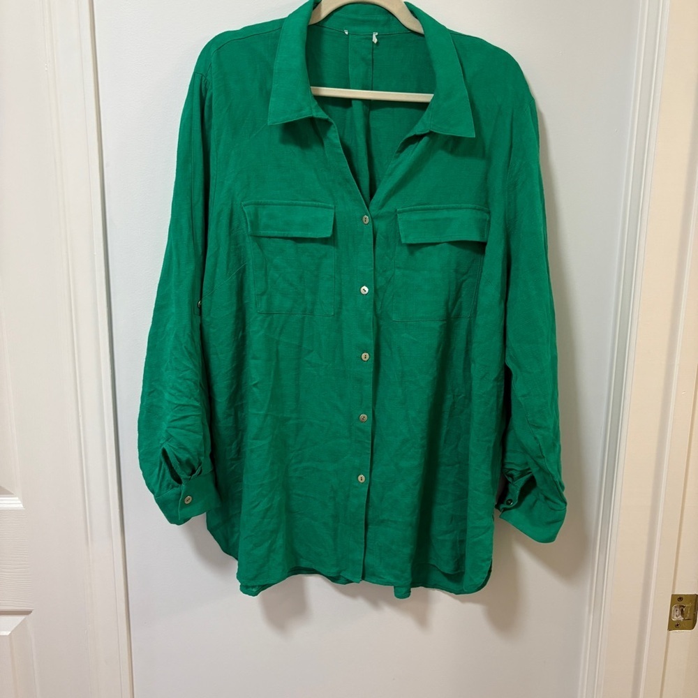 Green linen viscose Button-Up Shirt 2-3x? Light weight st Patrick’s day ☘️☘️